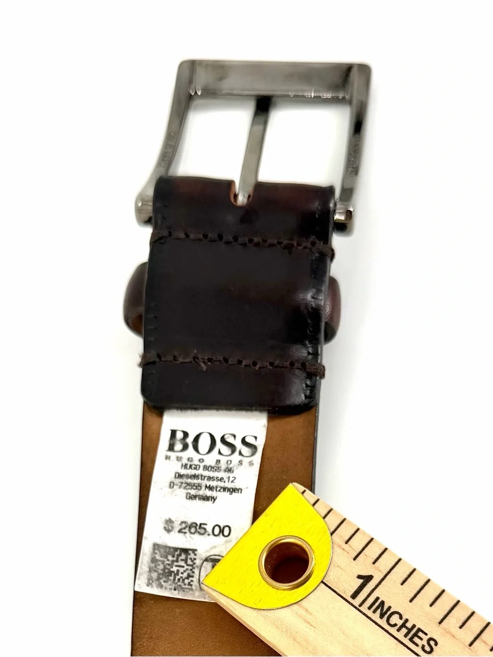 Hugo Boss LAVIOR Dark Brown Italian Leather Belt 105/40 Dark Brown Silver Buckle